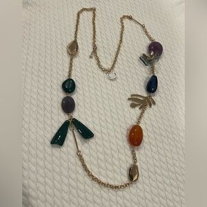 Colorful Gemstone gold Necklace/19in long